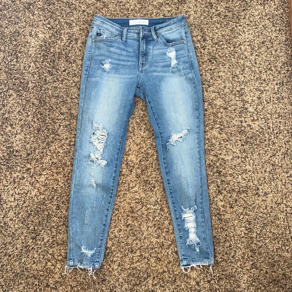 KanCan distressed medium wash denim